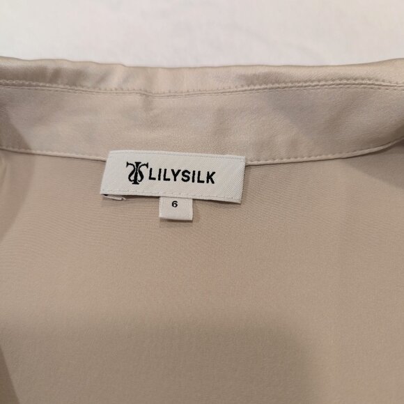 LILYSILK Wrap Tie Waist Blazer Blouse 6 "Light Apricot" Beige Mulberry Silk - Picture 10 of 14